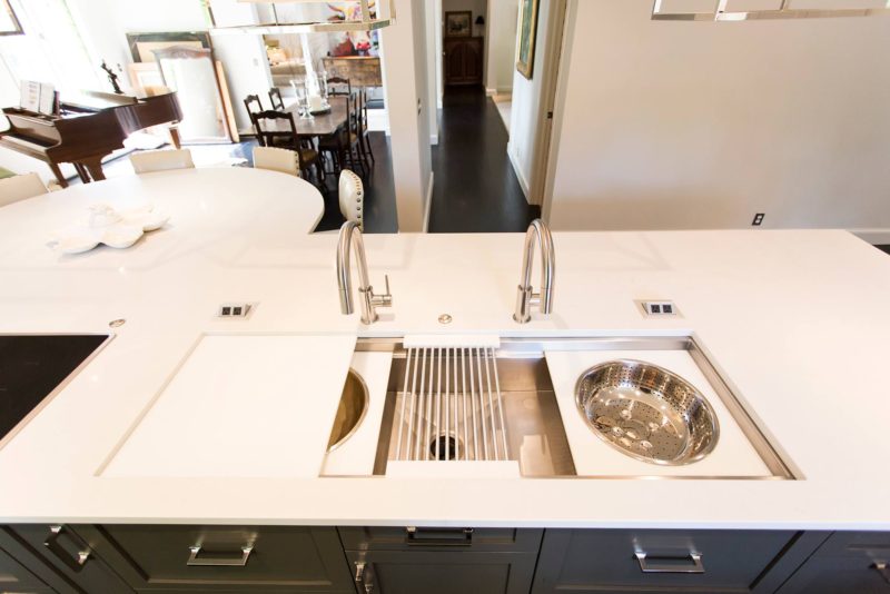 White Done Right 4 elegant open kitchen and Galley Workstation large stainless steel kitchen sink in island